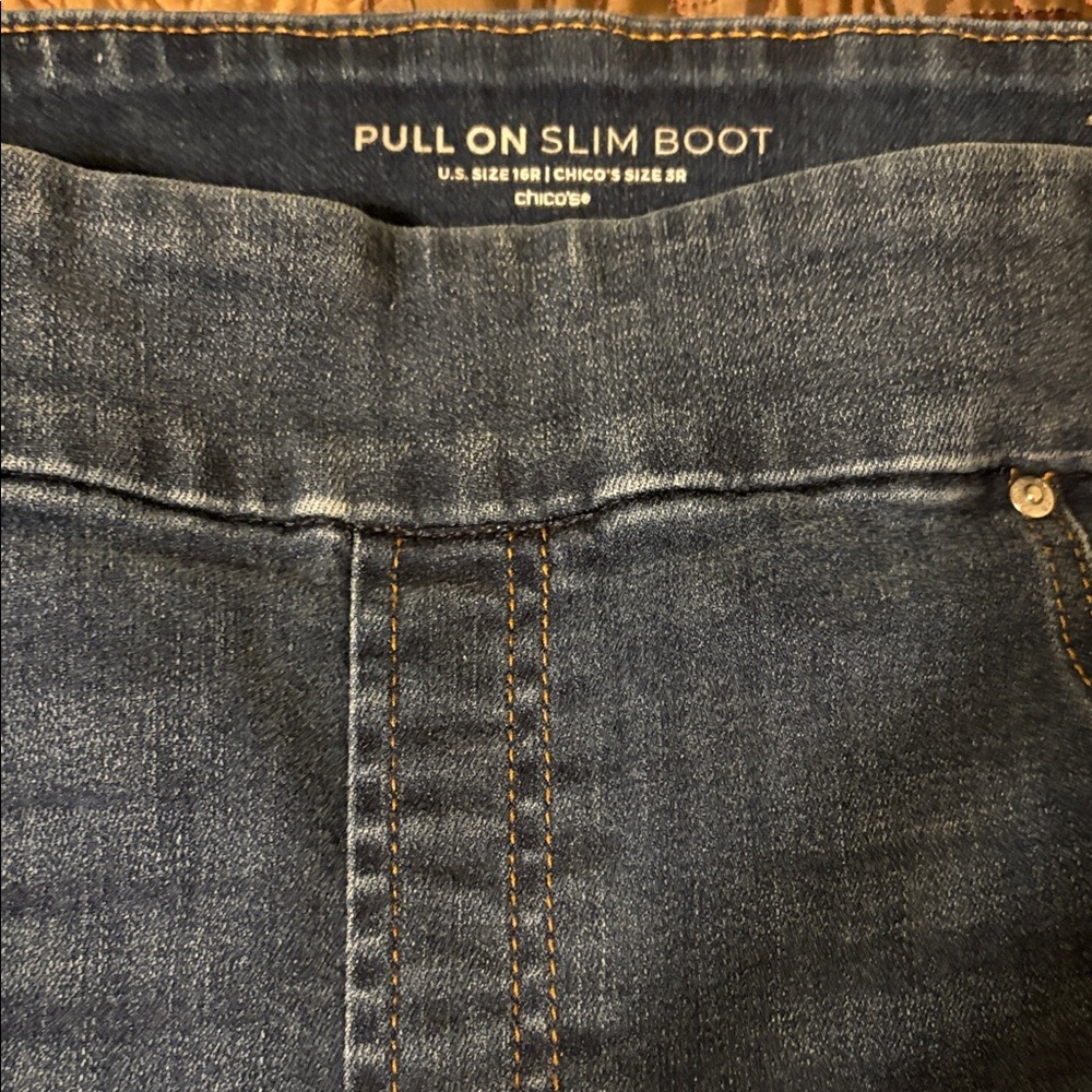 Chico's Indigo Pull-On Slim Boot Pants